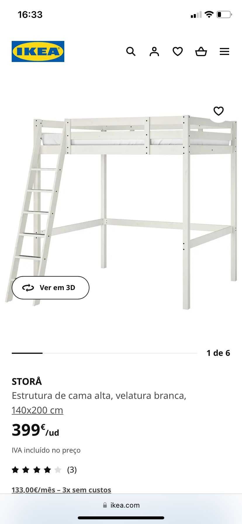 Cama cor branca, sem colchão-antes: beliche c/ escada (IKEA) solteiro