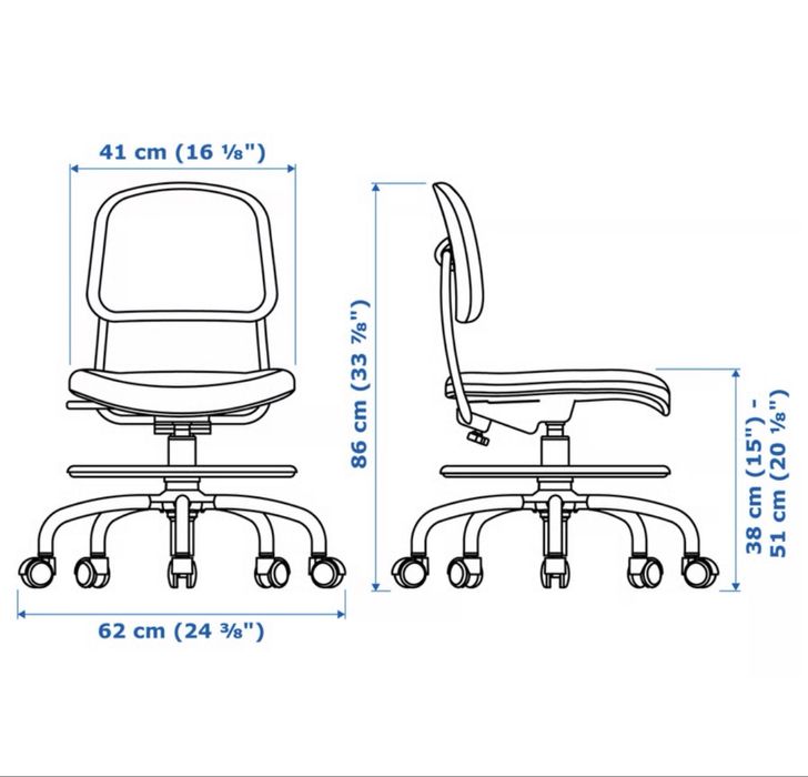 Dziecięce krzesło biurowe, Ikea , VIMUND turkusowy