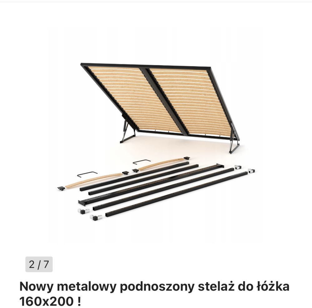 Nowy metalowy podnoszony stelaż do łóżka 160x200