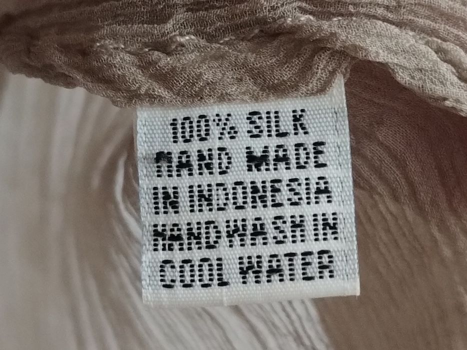 Długa bluzka narzutka na top bluzkę z jedwabiu 100% brązowa M/L luźna