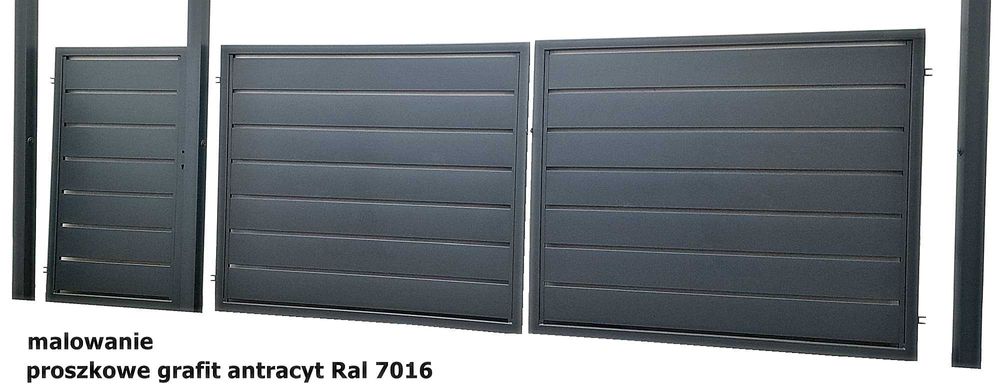 Brama dwuskrzydłowa wysoka palisada 4x1,50 m+ furtka 1x1,50 m. Komplet