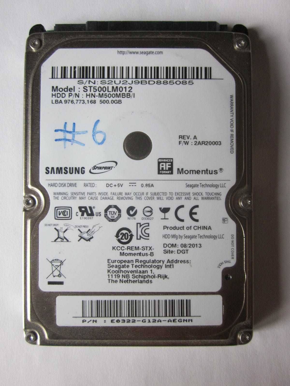 Жесткий диск ноутбука Samsung 500gb 2.5" smart OK