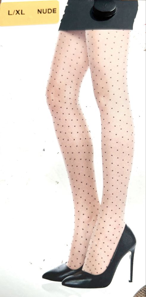 Collants nude com pintinhas pretas