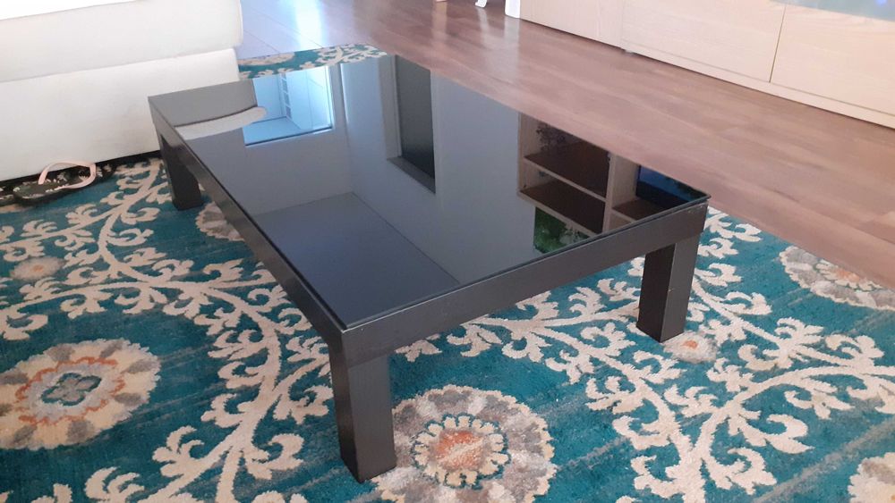 Black Lack Side Table (IKEA) with Black Opaque Glass64286444647170121