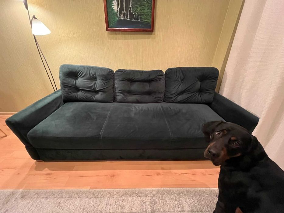 DUŻA kanapa rozkładana butelkowa zieleń