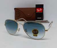 Ray Ban Aviator 58 очки капли голубой градиент в зол металле  стекло