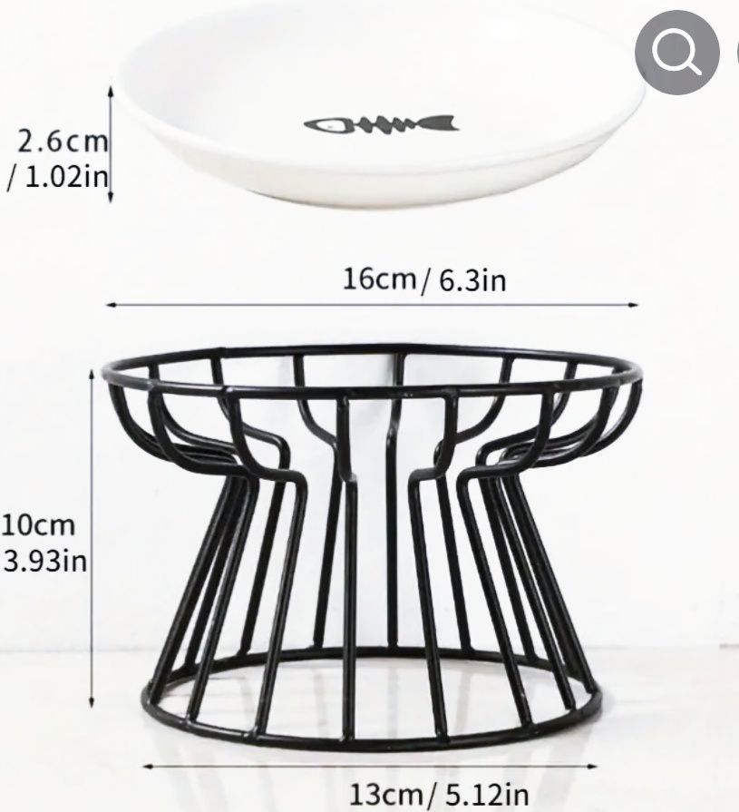 Ceramiczna metalowa miska dla psa kota na podwyższeniu 2 sztuki