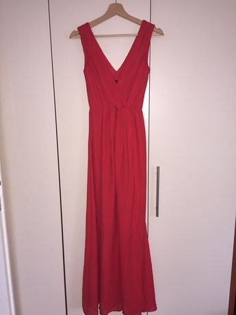 Sukienka mohito czerwona długa z rozcięciem