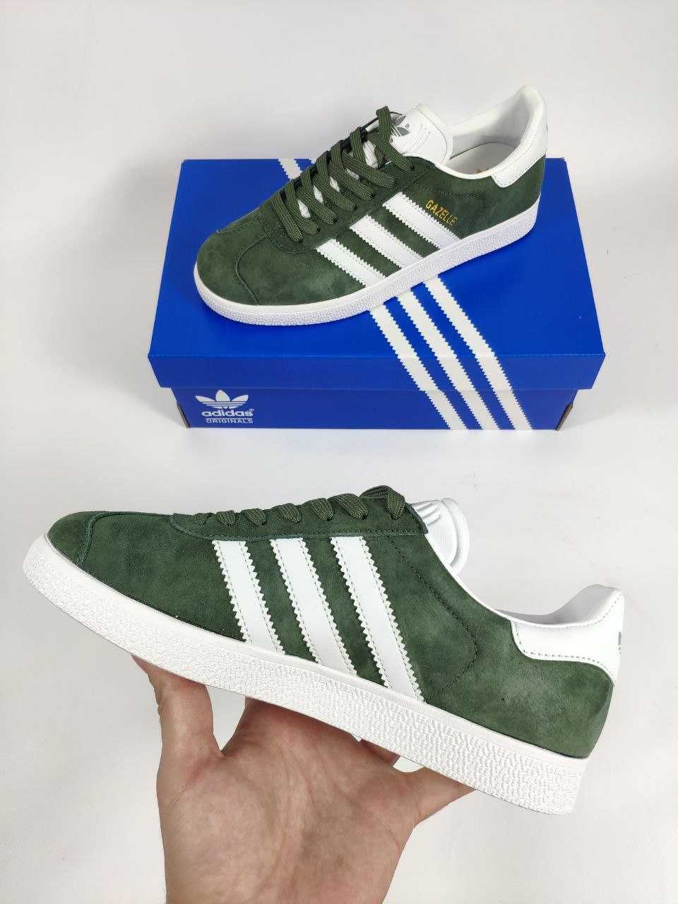 Чоловічі кросівки Adidas Gazelle (зелено-білі) D425 розмір 43 ЗНИЖКА