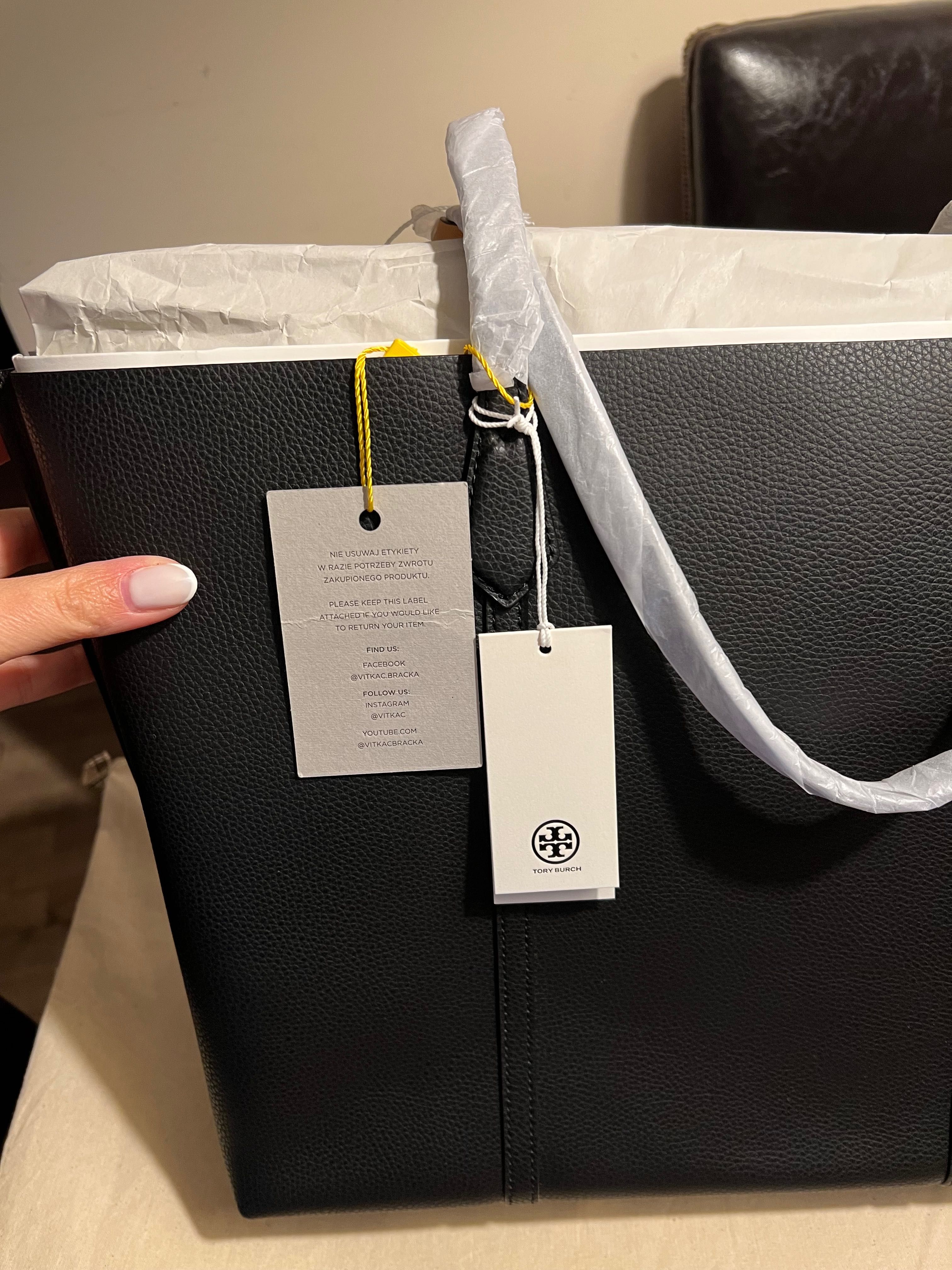 Nowa torebka Tory Burch Perry Triple duża czarna skóra