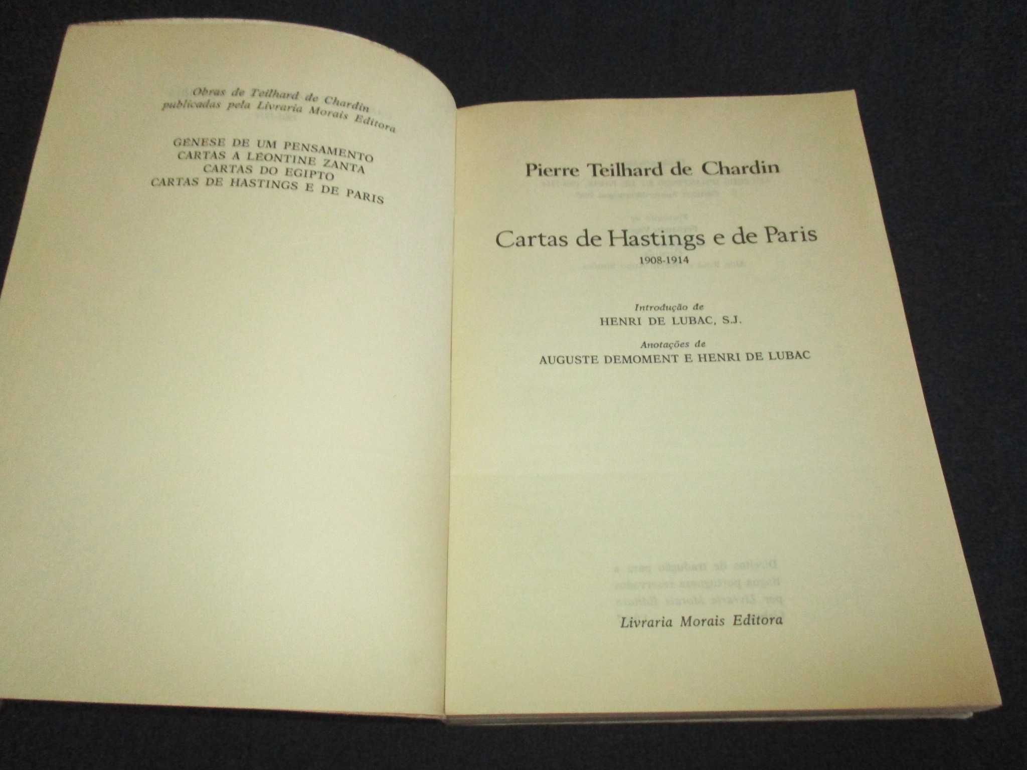 Livro Cartas de Hastings e de Paris Teilhard de Chardin