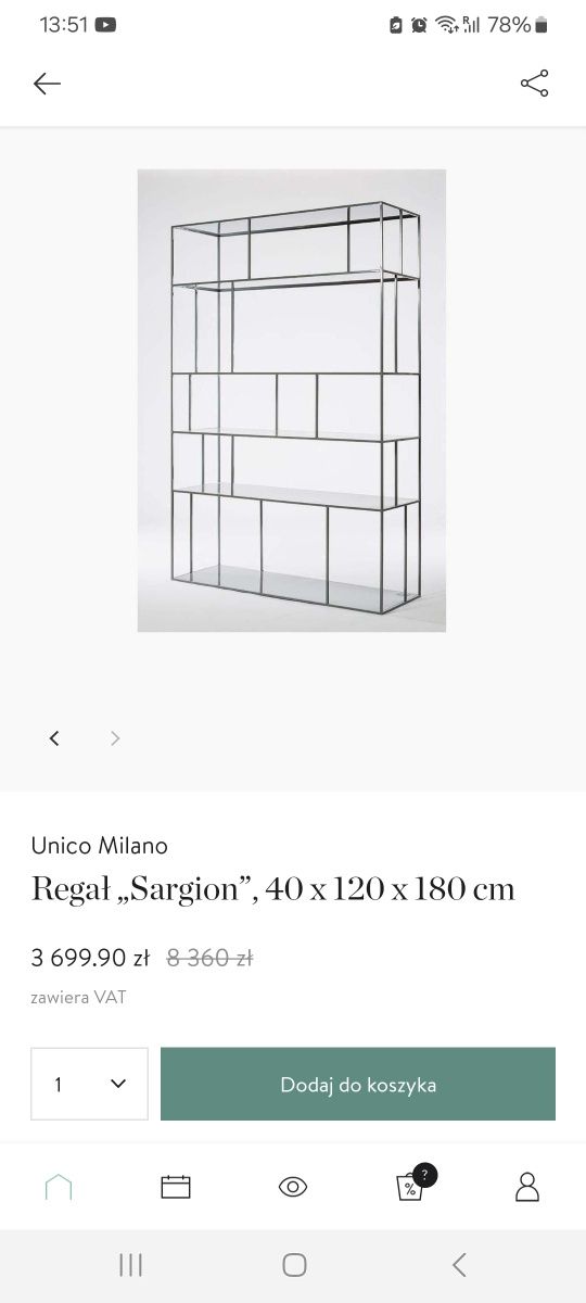 Regał Unico Milano 180 cm Saigon