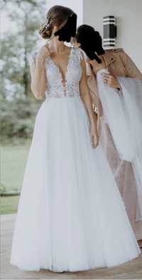 Suknia Ślubna biała piękna + welon Wesele Ślub