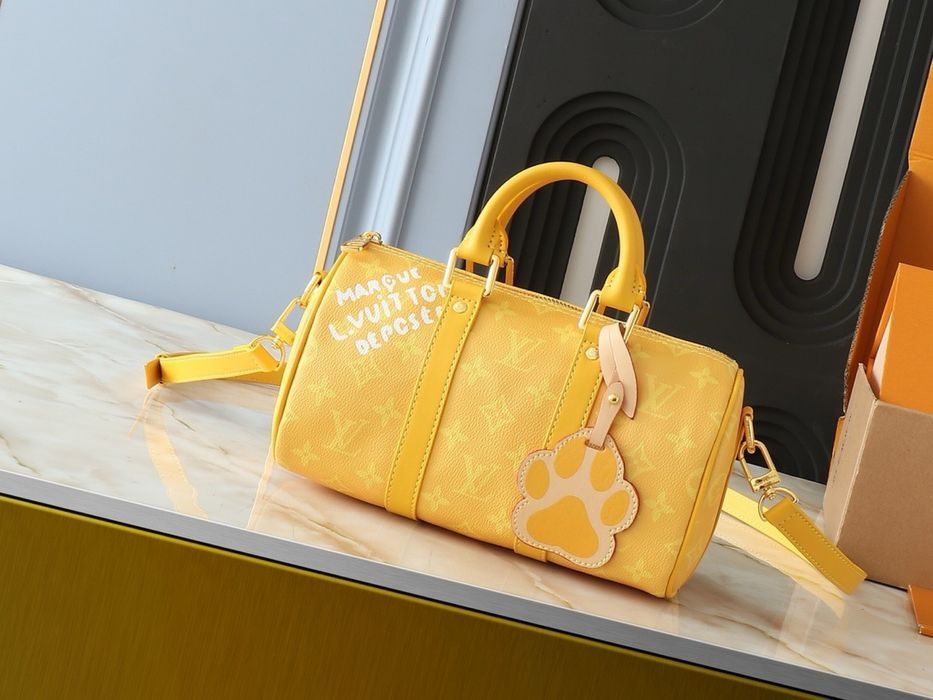 LOUIS VUITTON keepall 25cm сумка мужская унисекс зеленая серая желтая