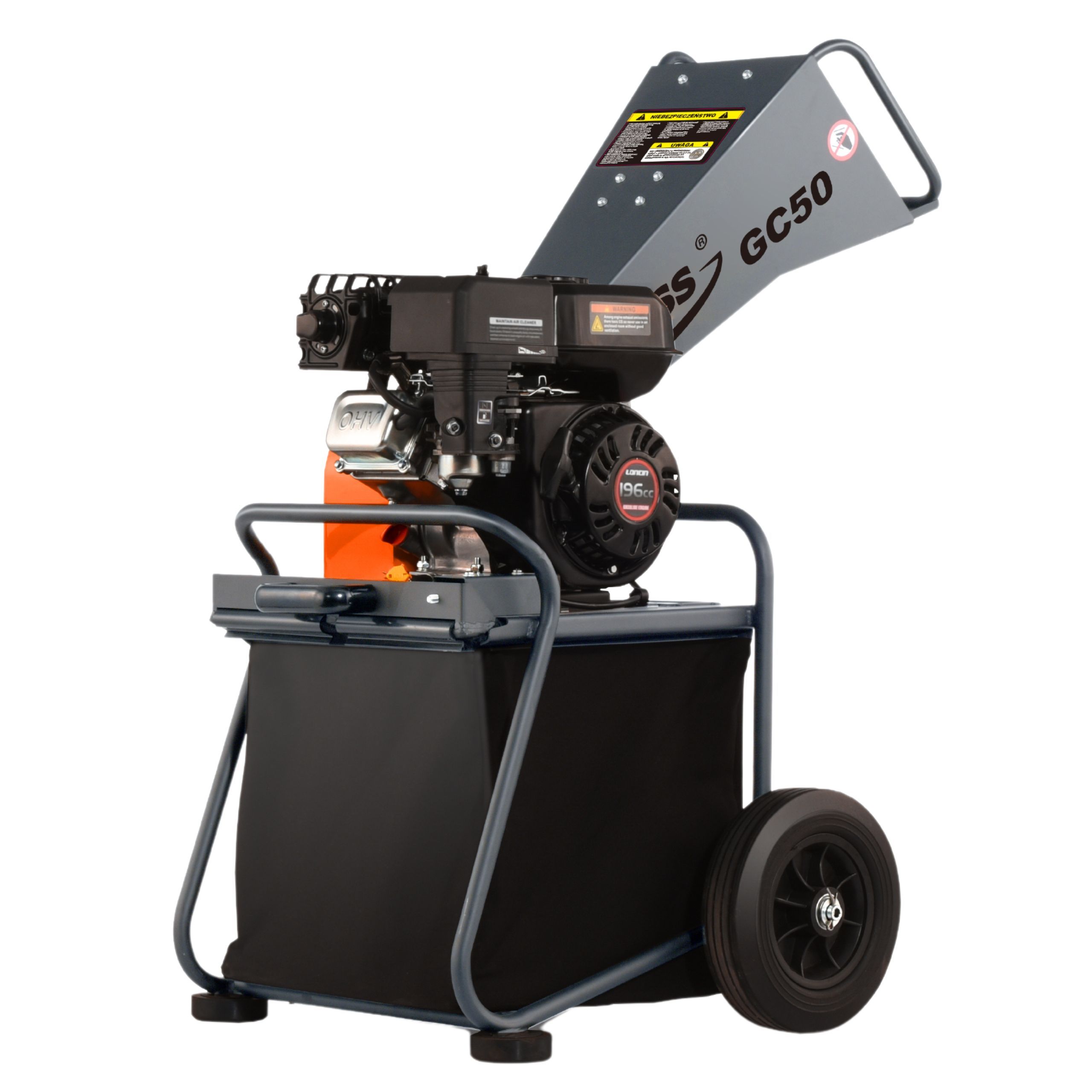 Rozdrabniacz do gałęzi GRASS GC50 Loncin 196cm3 4,1Kw do 3,5cm bębnowy