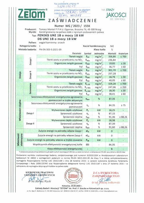 piec 18kw do 220m2 na drewno wegiel 5 klasa fenix uni dostawa gratis