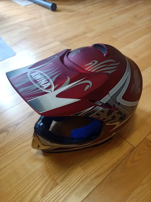 Kask Awina na Quada Młodzieżowy, dla nastolatka Czerwono Niebieski