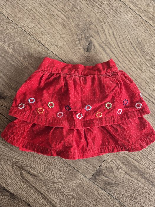 TU spódniczka sztruksowa czerwona kwiaty groszki kropki 62