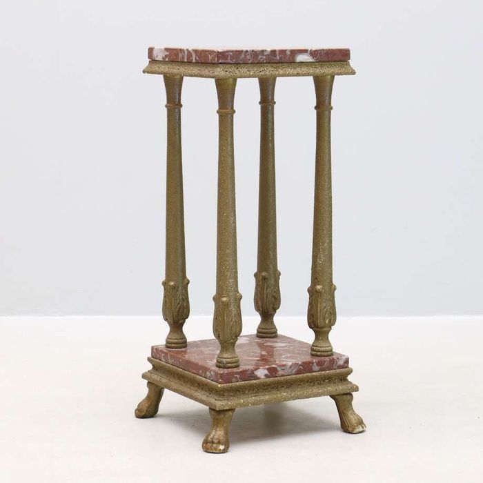 Postument/Stolik pomocniczy w stylu Empire Marmur/Złocne drewnom