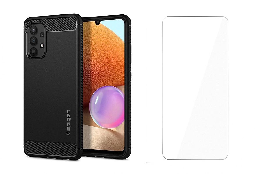 Etui Spigen Rugged Armor + Szkło Płaskie do Samsung Galaxy A52 LTE / 5