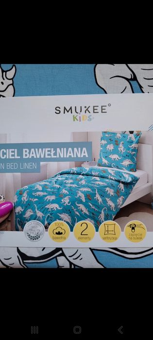 Pościel bawełniana 160x200 i poduszka 70x80 Smukee Kids