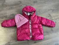Зимова тепла куртка на дівчинку 1,5-2 роки та шапка резинка