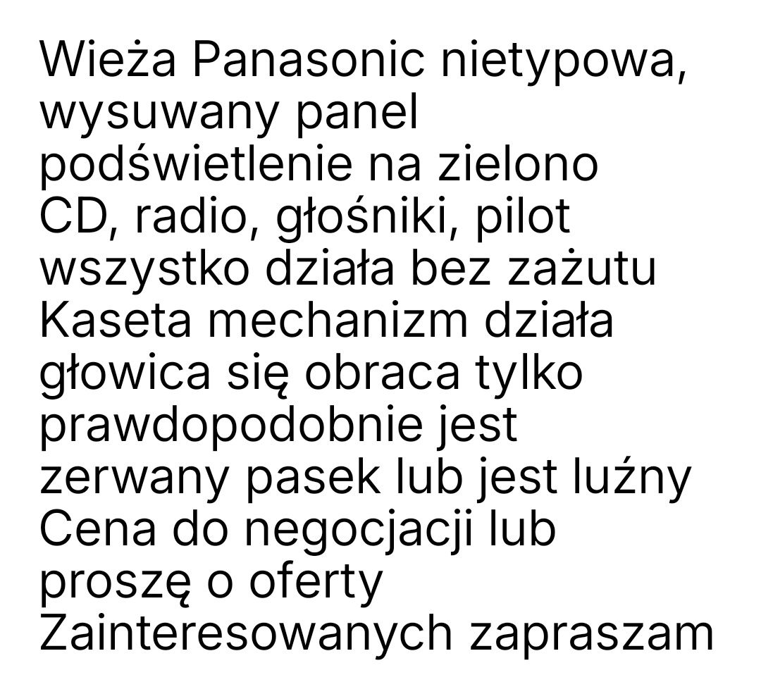 Wieża stereo Panasonic