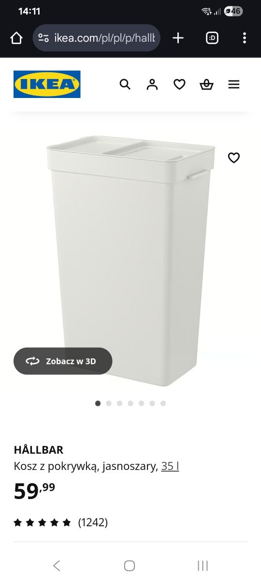 2x HÅLLBAR Kosz z pokrywką, pojemnik, 35 L, IKEA 
Mały ogród balkono