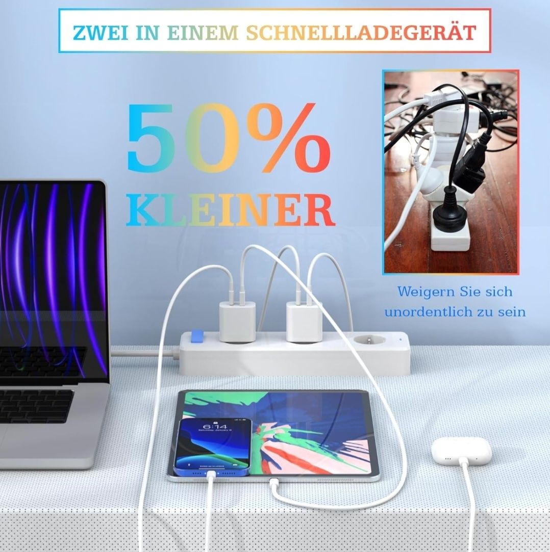 Adapter USB C 20 W, 2 sztuki, ładowarka do iPhone 15