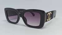 Женские брендовые очки серо фиолетовый градиент в черной глянц оправе