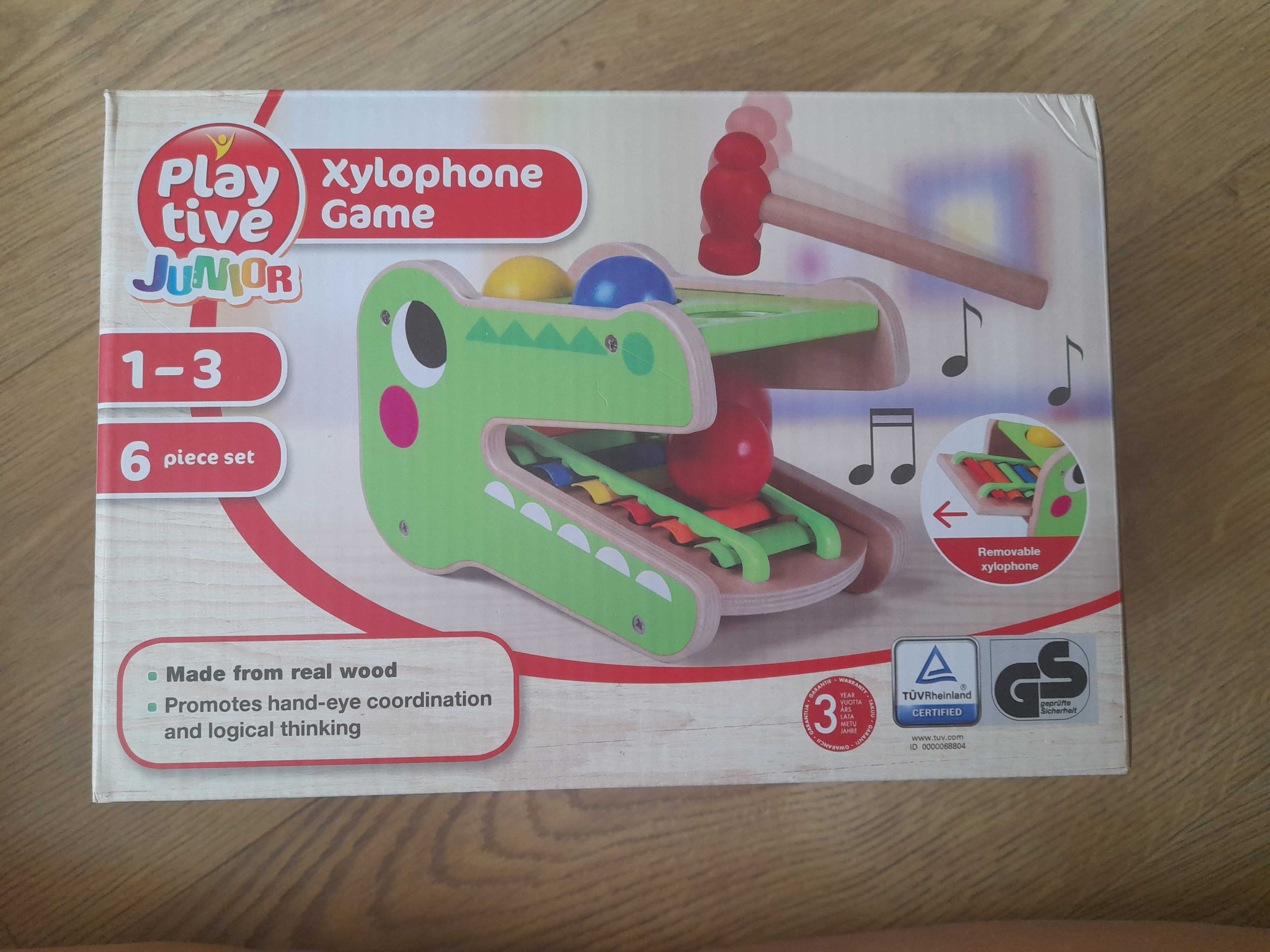 Drewniany krokodyl Playtive Xylophone Game. Cymbałki i kulki  młotek