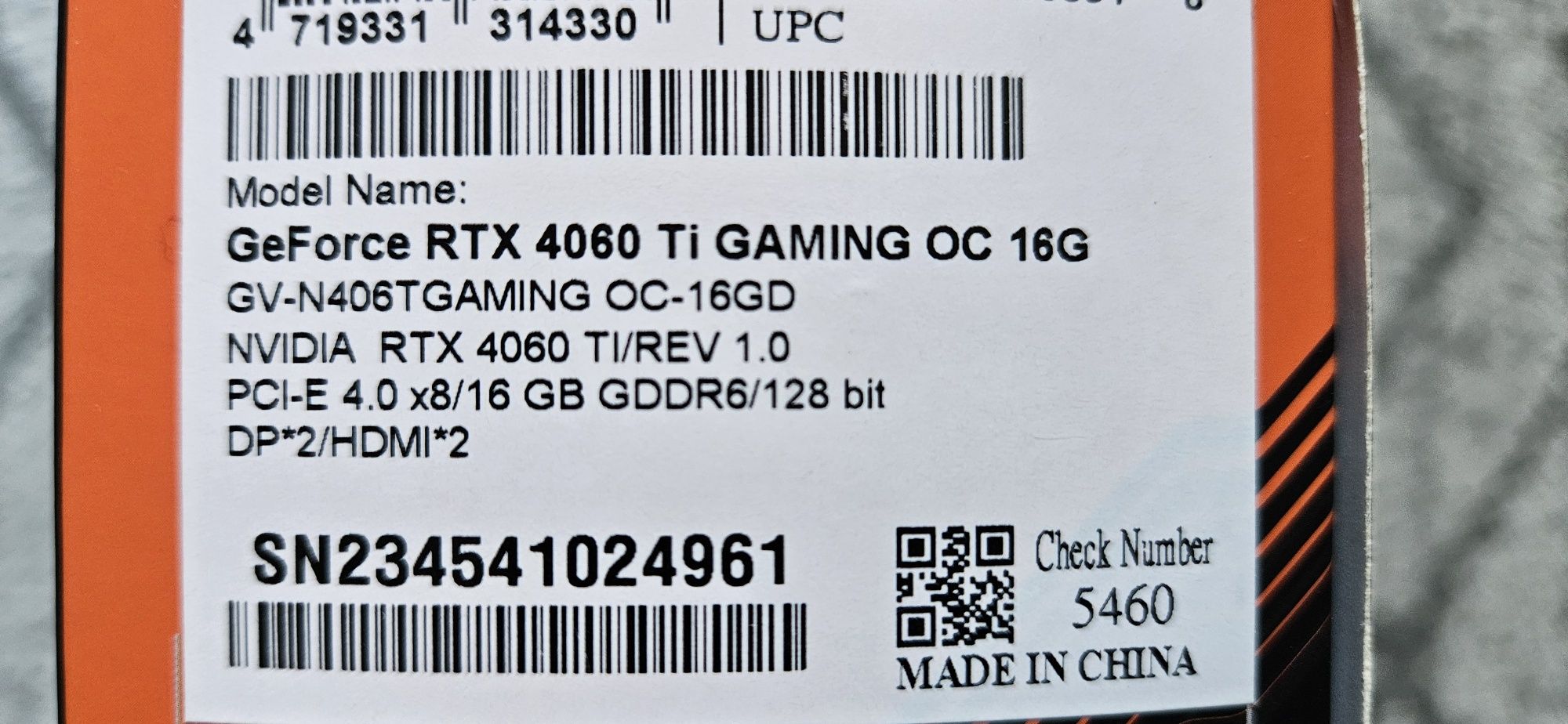 Gigabyte RTX 4060ti 16GB OC