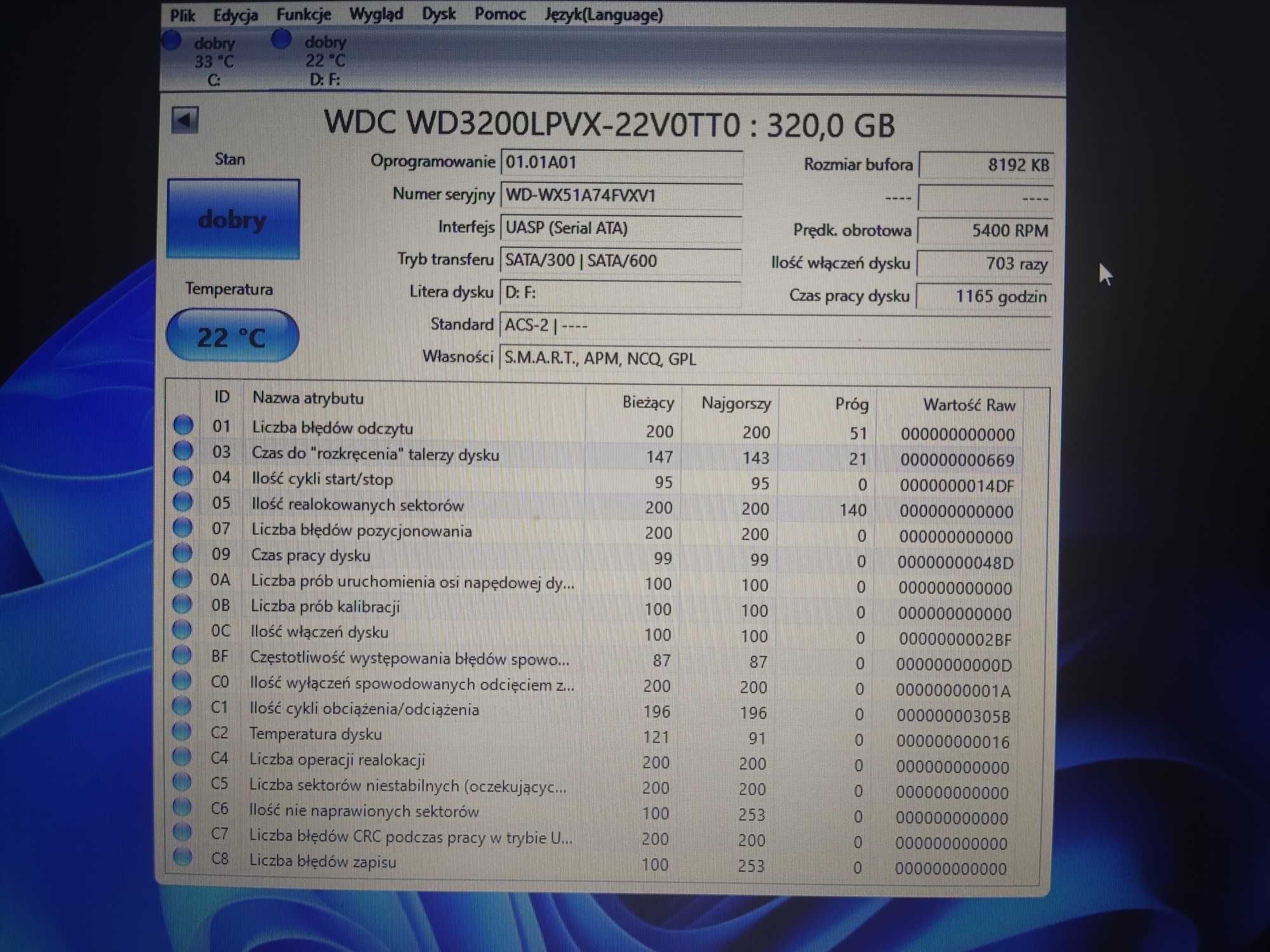 Dysk twardy HDD 320GB SATA 2,5"