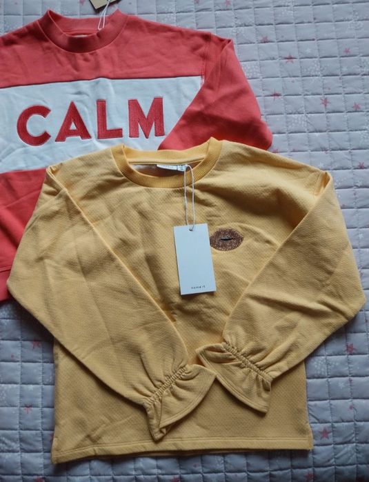 Conjunto | Lote de 2 camisolas cardadas | Name it | amarelo e coral