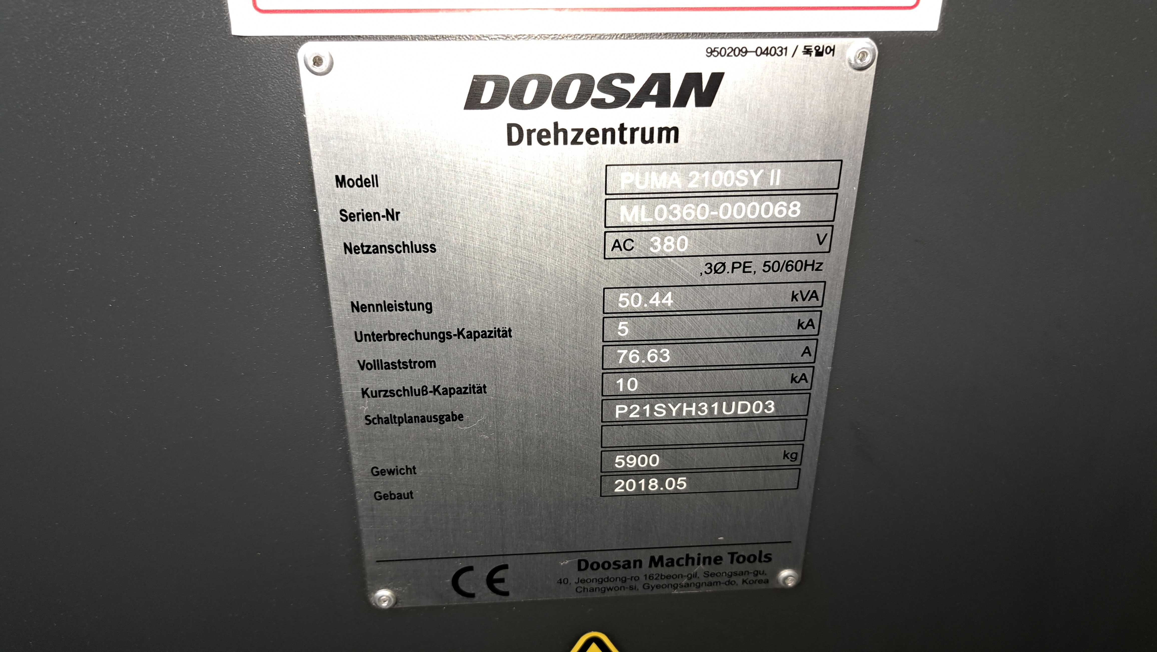Tokarka CNC Doosan PUMA 2100 SY II Centrum obróbcze