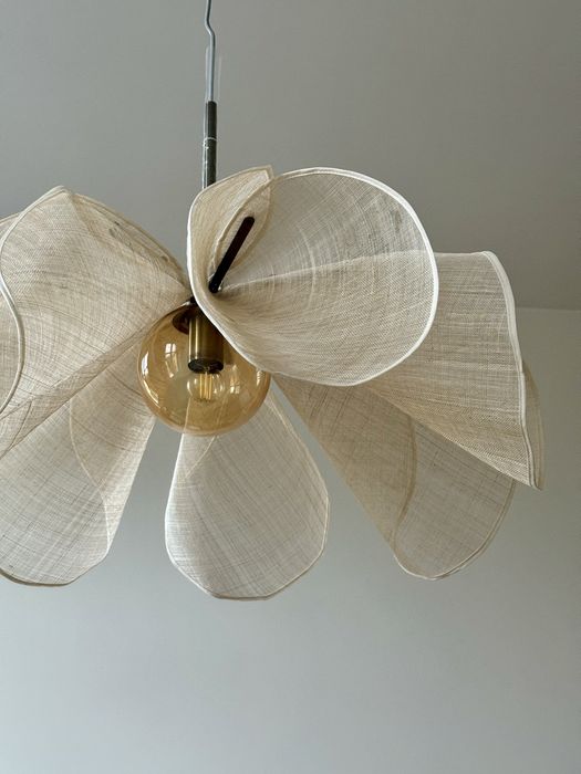 Lampa wisząca Styrka, Ø 75 cm, mosiądz/beż - Markslöjd