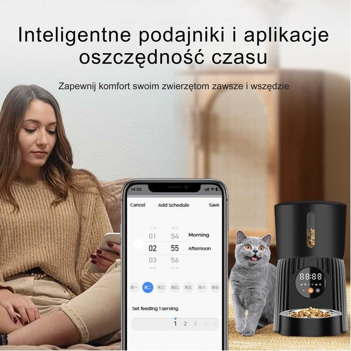 Inteligentny automatyczny podajnik karmy dla zwierząt