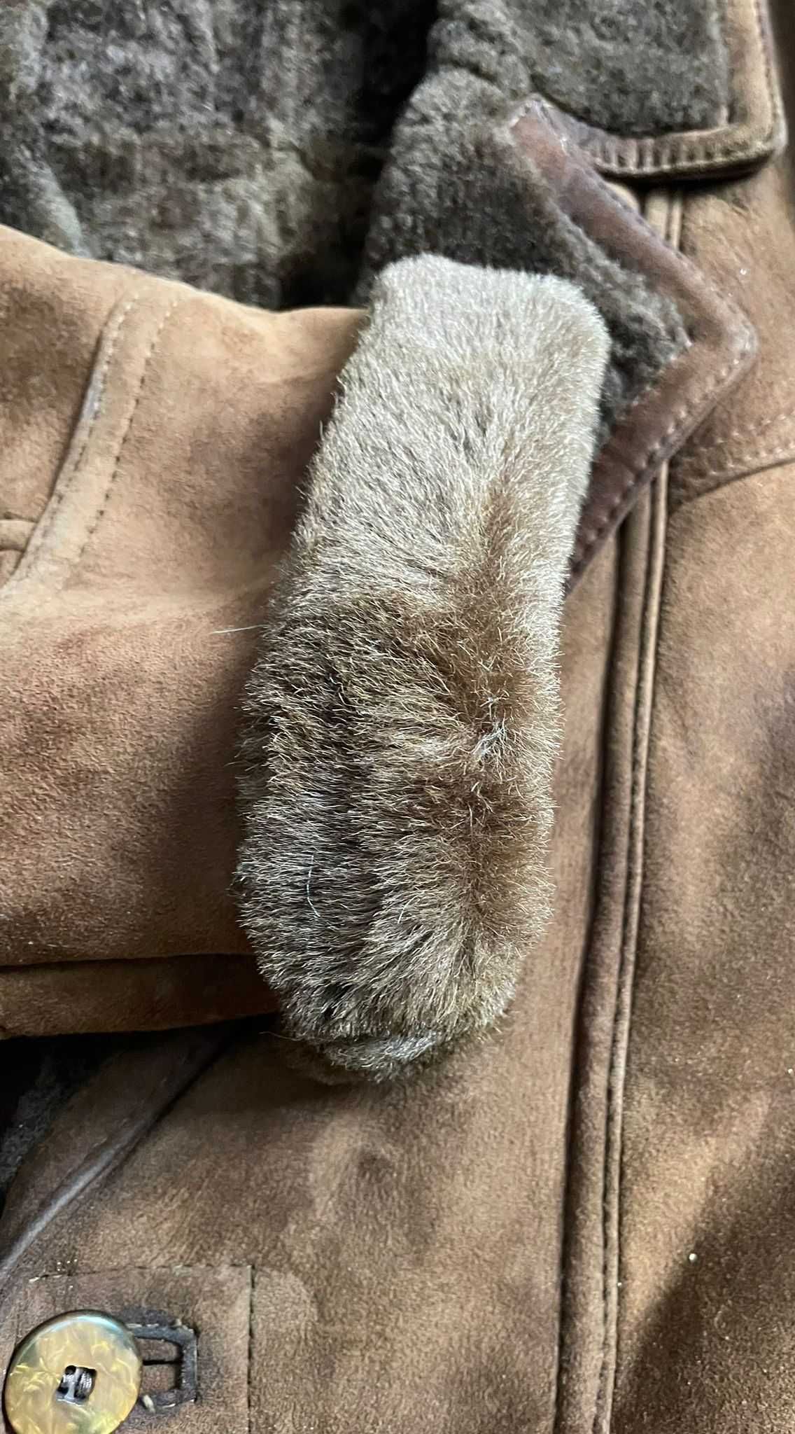 Kożuch męski Shearling Gino Ginero skóra owcza rozmiar 54 XL vintage