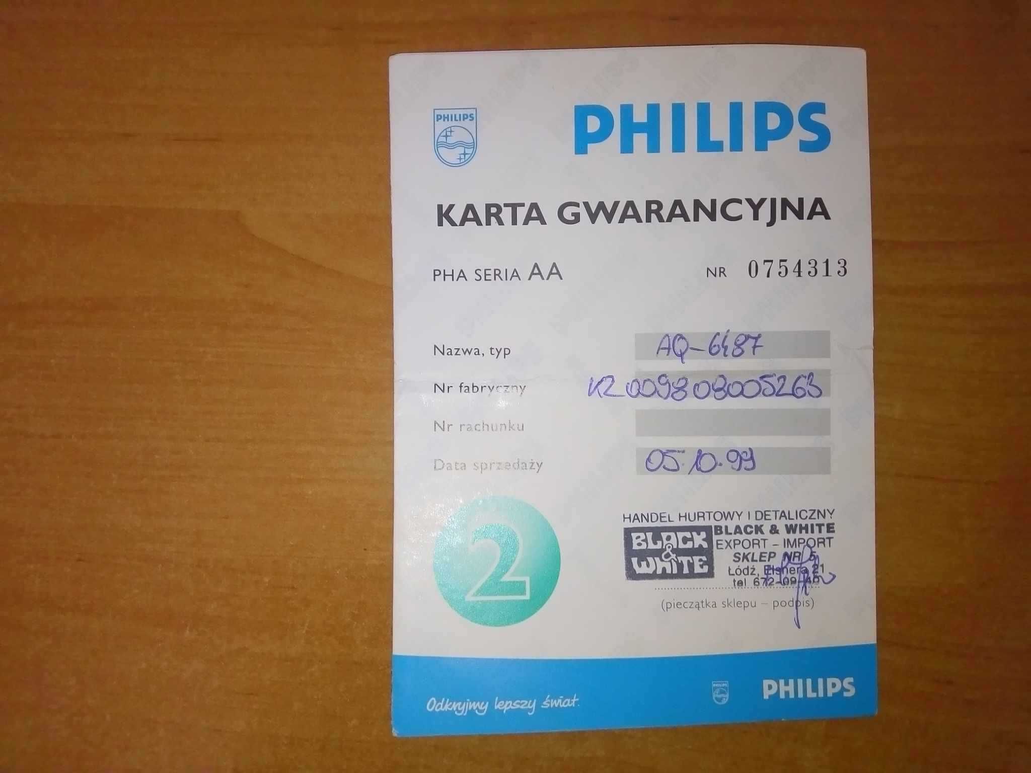 Walkman odtwarzacz kasetowy Philips Aq6487 karta gwarancyjna 1999 PRL