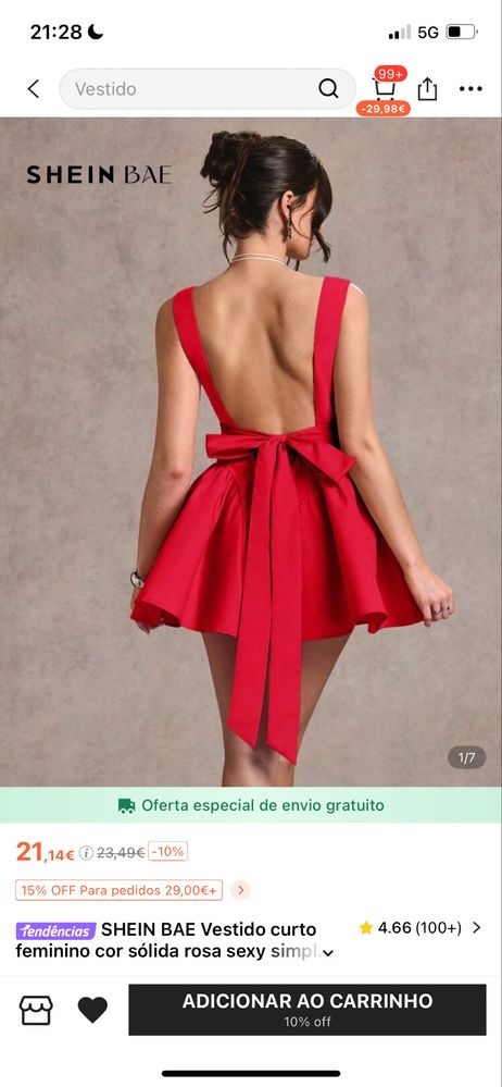 Vestido curto  1 vez usado
