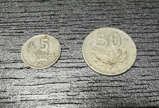 5 groszy i 50 groszy 1965 r. dwie monety okołomennicze OKAZJA!!