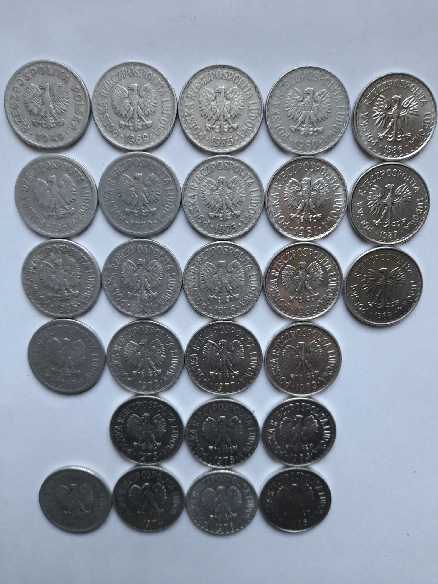 Monety 1 zł Al z lat 1949 - 1988