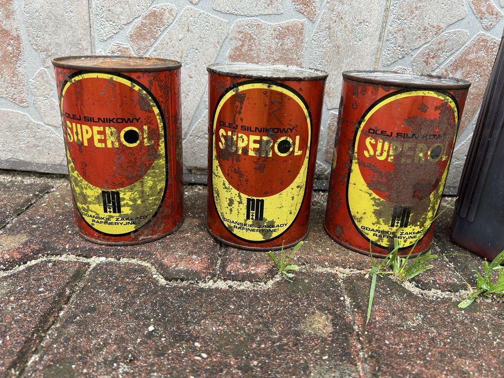 7 x 1L olej superol / superol 11W z PRL retro zabytek