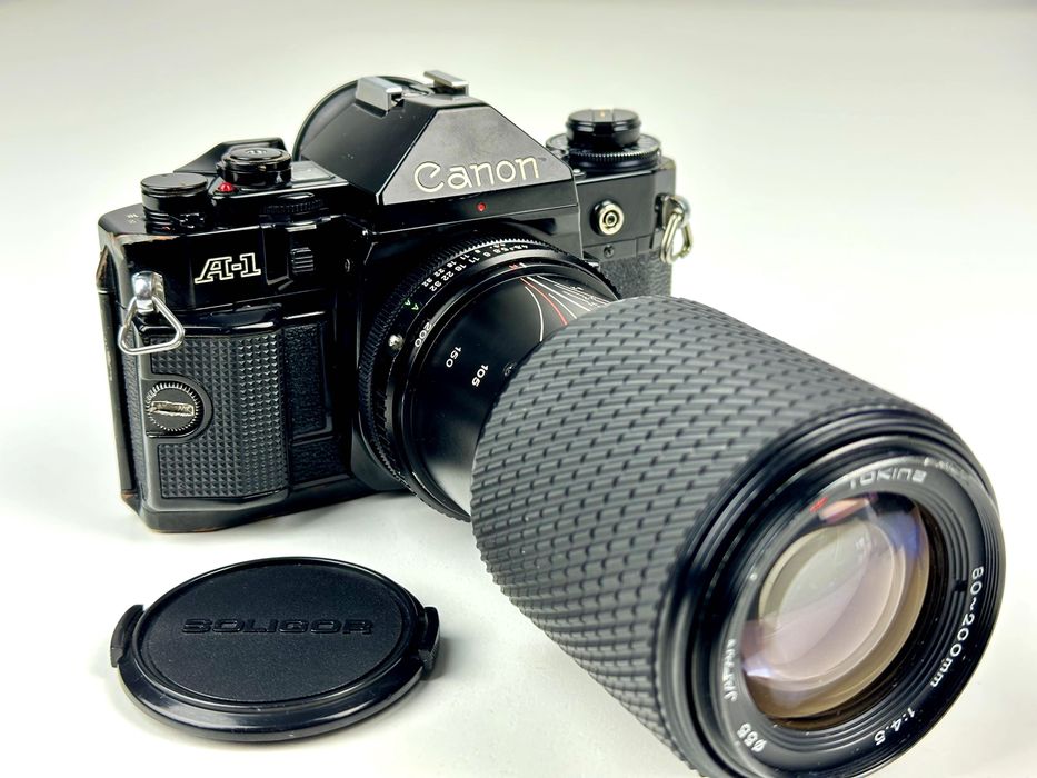 Canon A-1 + Tokina 80–200mm f/4.5 | Tani zestaw