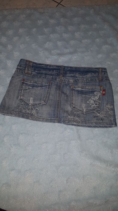 Miniówka spódniczka mini dzins i biala rozm. S