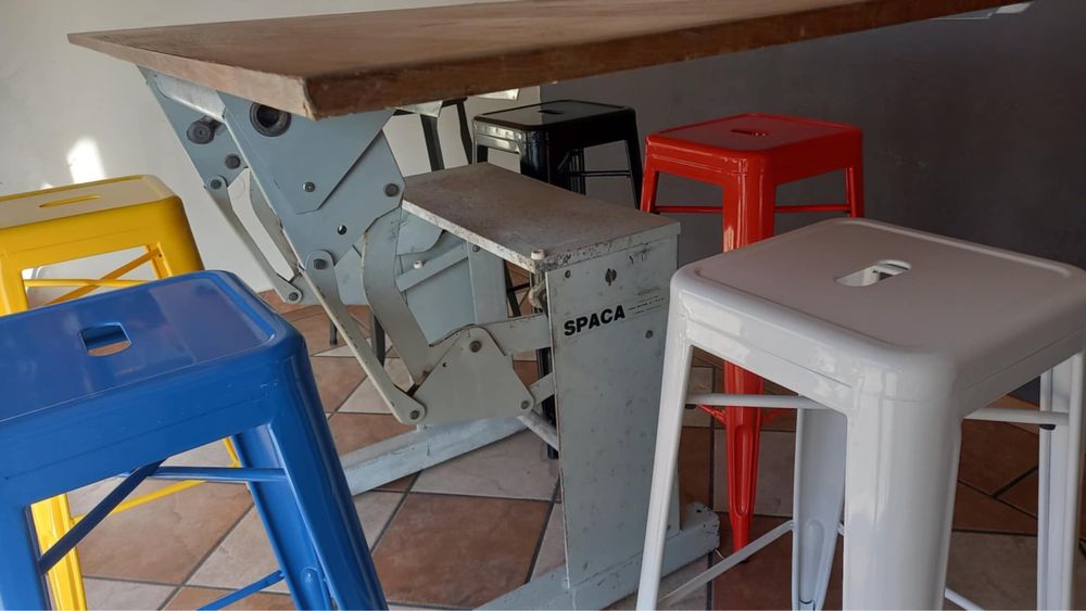 Estirador e bancos industrial vintage