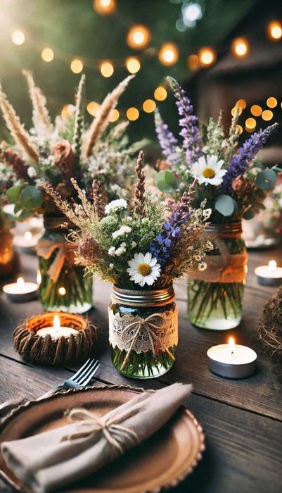 Bukiety polne, ślub w plenerze