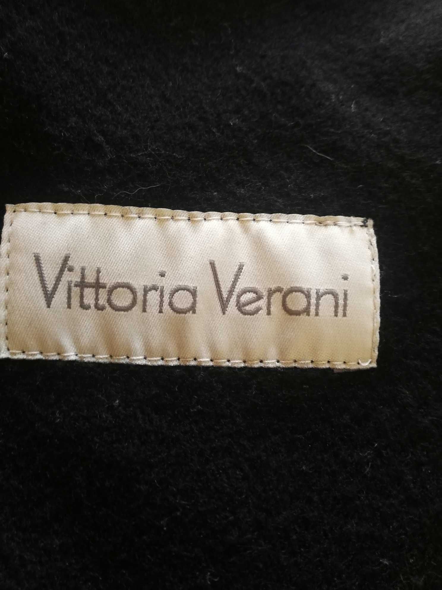 Wełniane czarne poncho Vittoria Verani, plus size