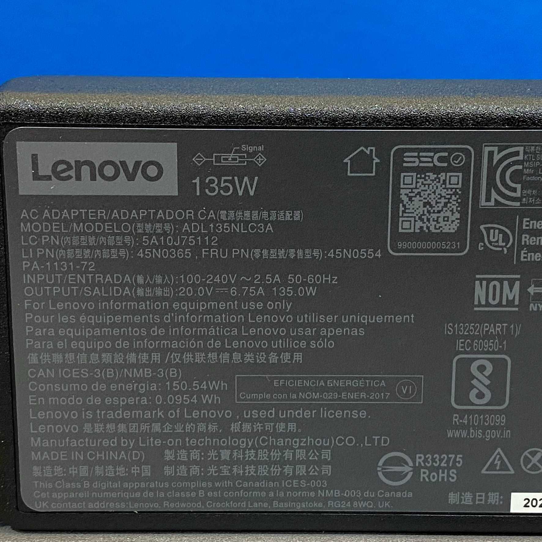 Carregador Lenovo ADL135NLC3A - 135W (NOVO)