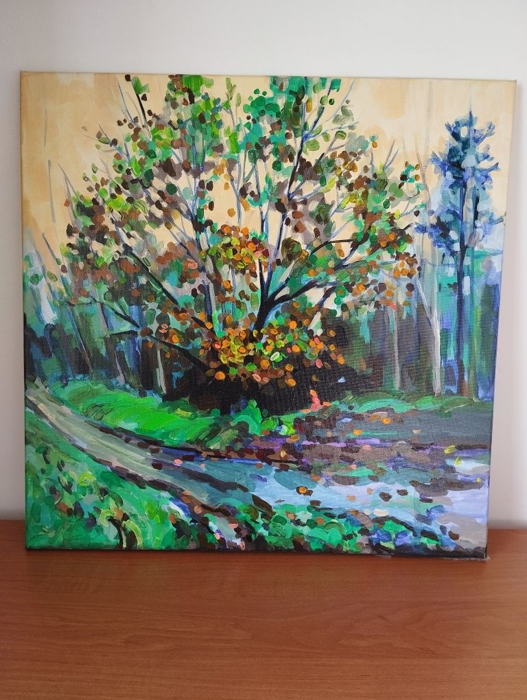 Obraz ręcznie malowany "Pierwszy dzień jesieni" – unikat 50x50


---
